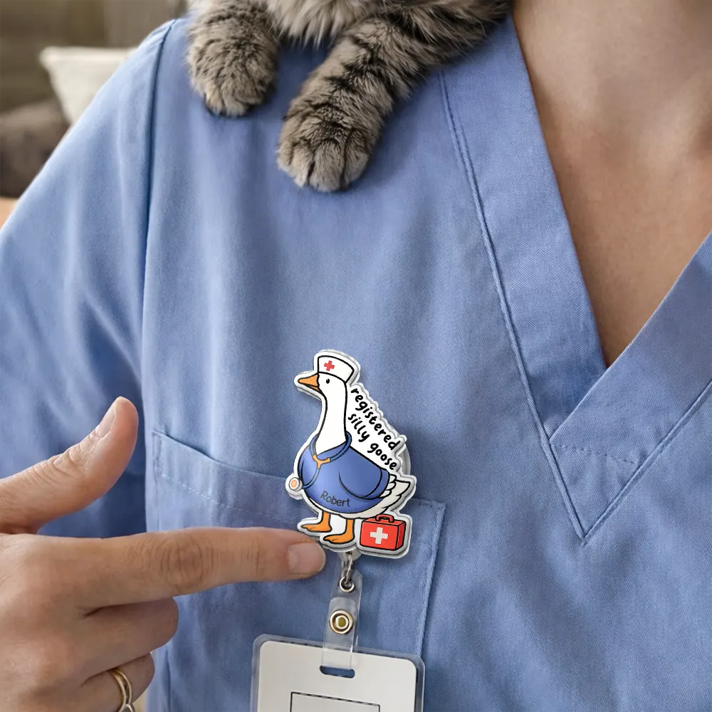 Registered Silly Goose Nurse - Personalized Badge Reel - Image 2