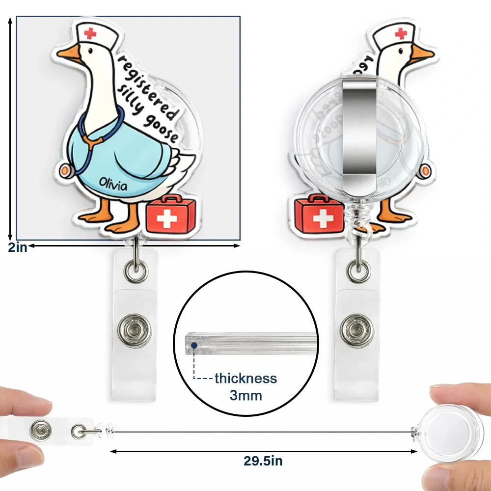 Registered Silly Goose Nurse - Personalized Badge Reel - Image 5
