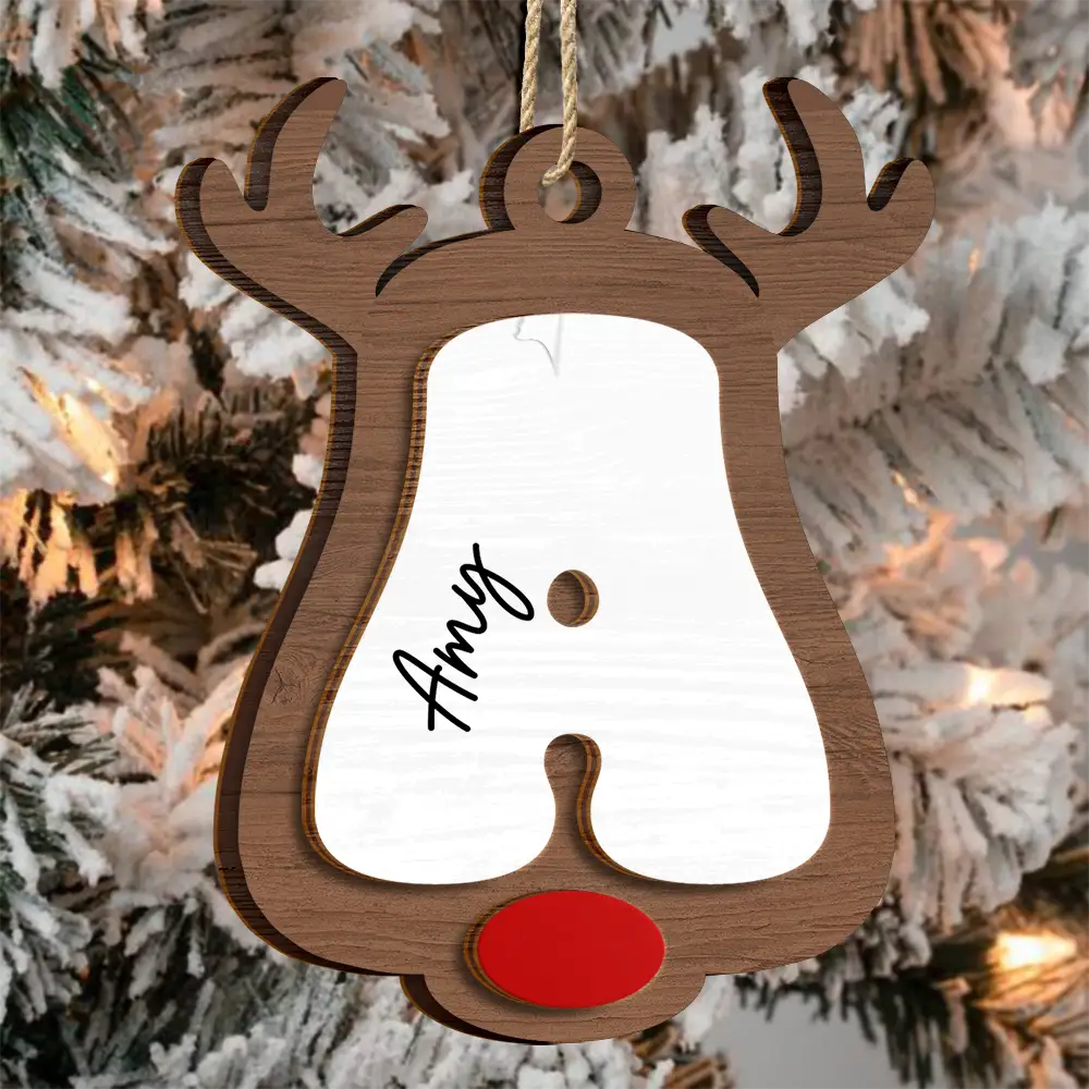 Reindeer Alphabet Christmas - Personalized 2-Layered Wooden Ornament - Image 3