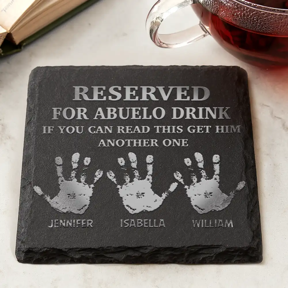 Reserved For Grandad's Drink - Personalized Slate Coaster - Image 2