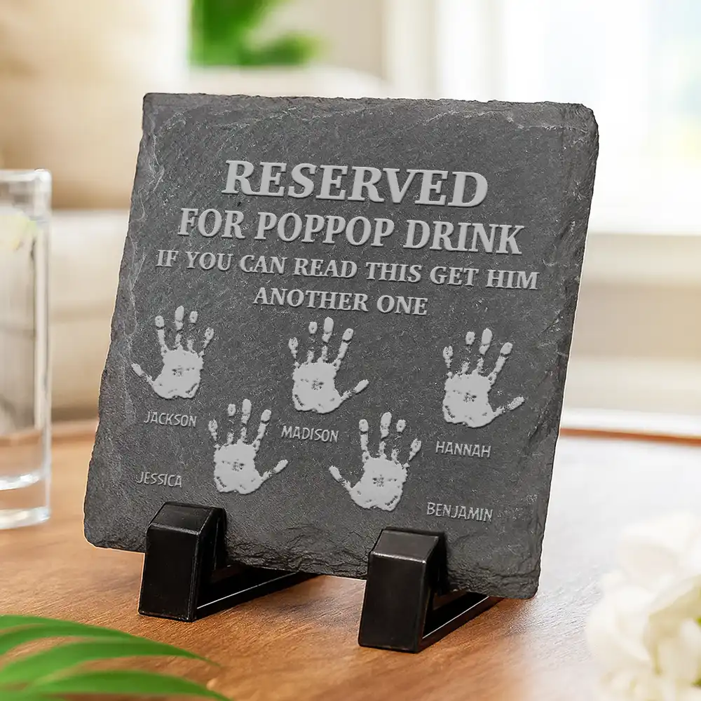 Reserved For Grandad's Drink - Personalized Slate Coaster - Image 3