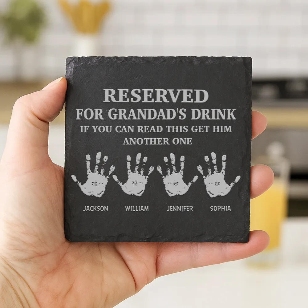 Reserved For Grandad's Drink - Personalized Slate Coaster - Image 4