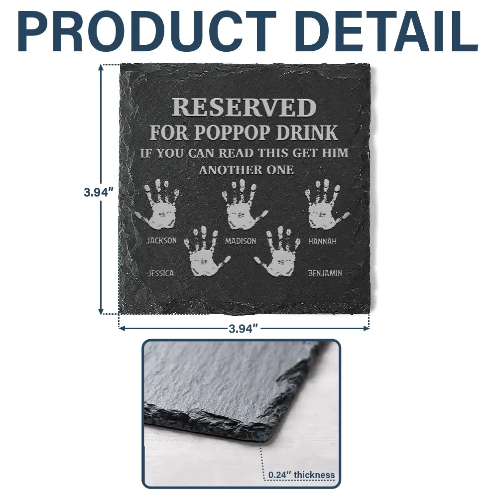 Reserved For Grandad's Drink - Personalized Slate Coaster - Image 5