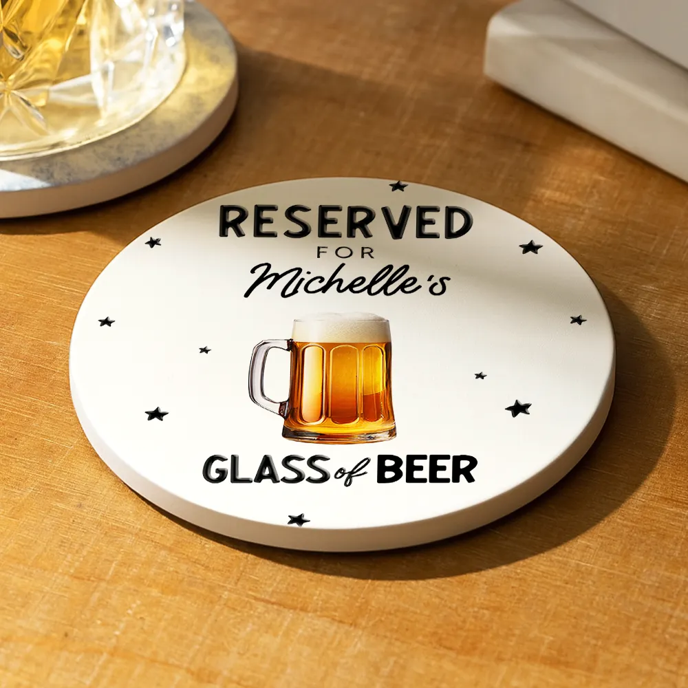 Reserved For Your Cup Of Drink 3D Effect Bestie Family - Personalized Ceramic Coaster - Image 2