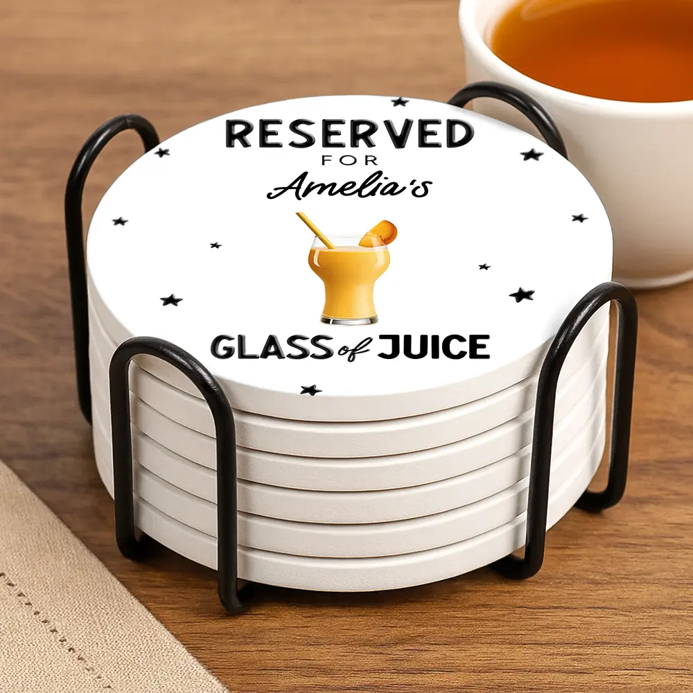 Reserved For Your Cup Of Drink 3D Effect Bestie Family - Personalized Ceramic Coaster - Image 3