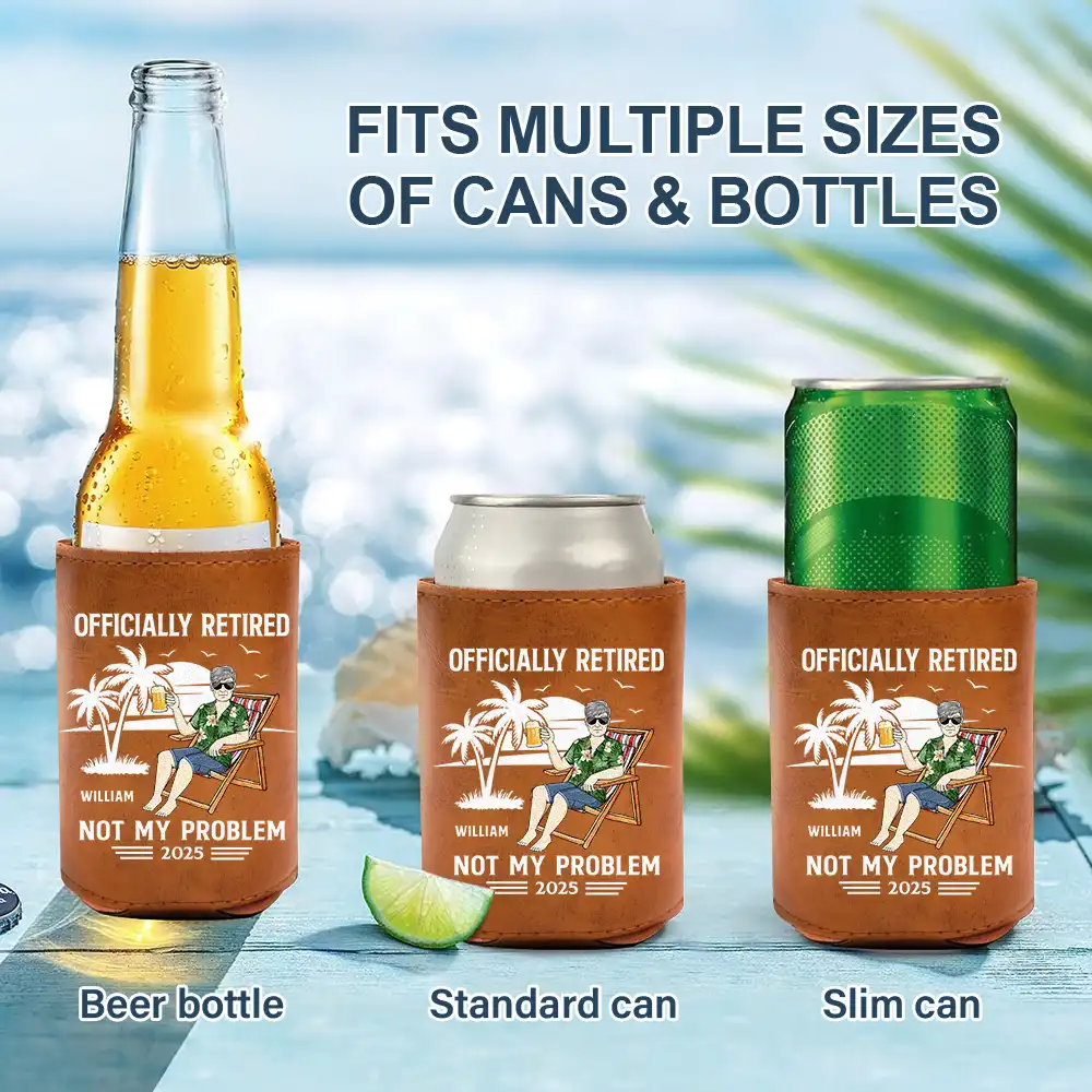 Retired Legend Every Sip Taste Like - Personalized Leather Can Cooler - Image 2
