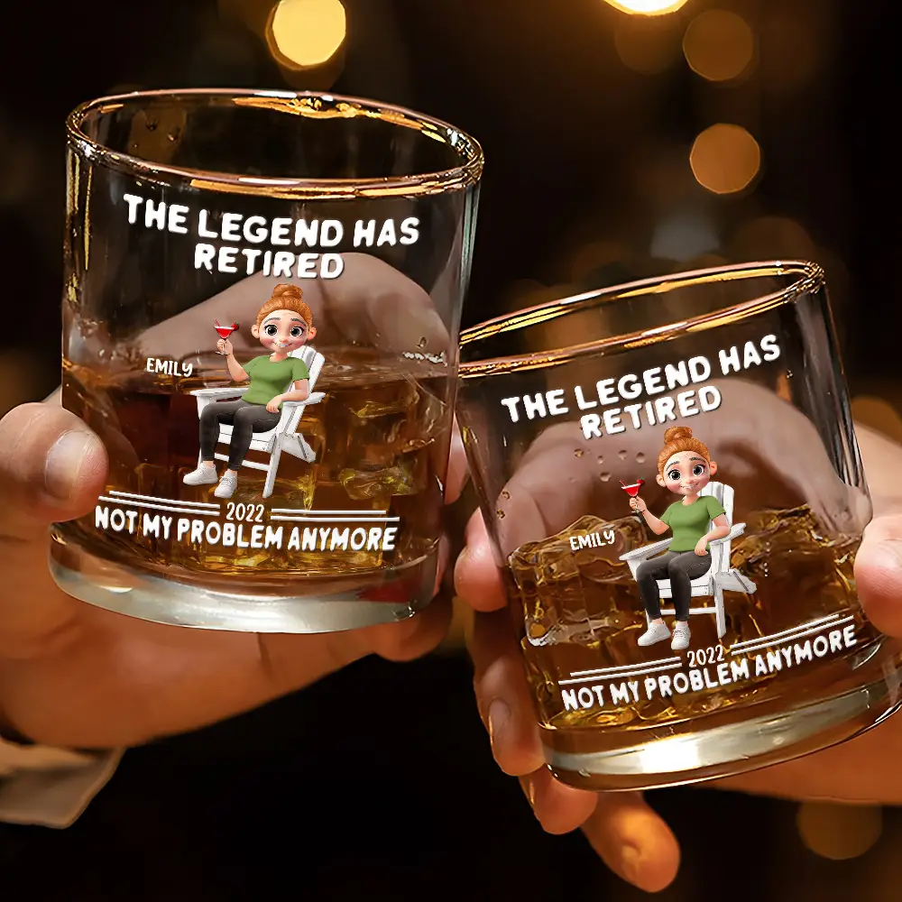 Retired Not My Problem Anymore 3D Effect - Personalized Whiskey Glass - Image 3