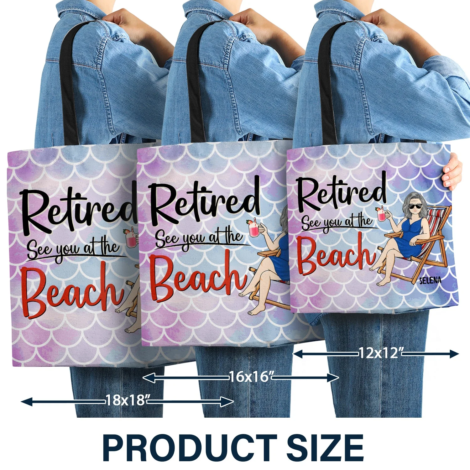 Retired See You At The Beach - Gift For Retiree - Personalized Custom Zippered Canvas Bag - Image 3