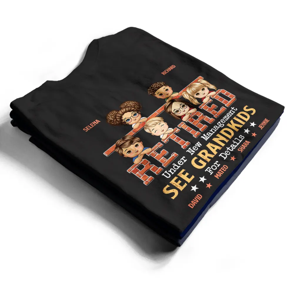Retired Under New Management See Grandkids Chibi - Personalized T Shirt - Image 2