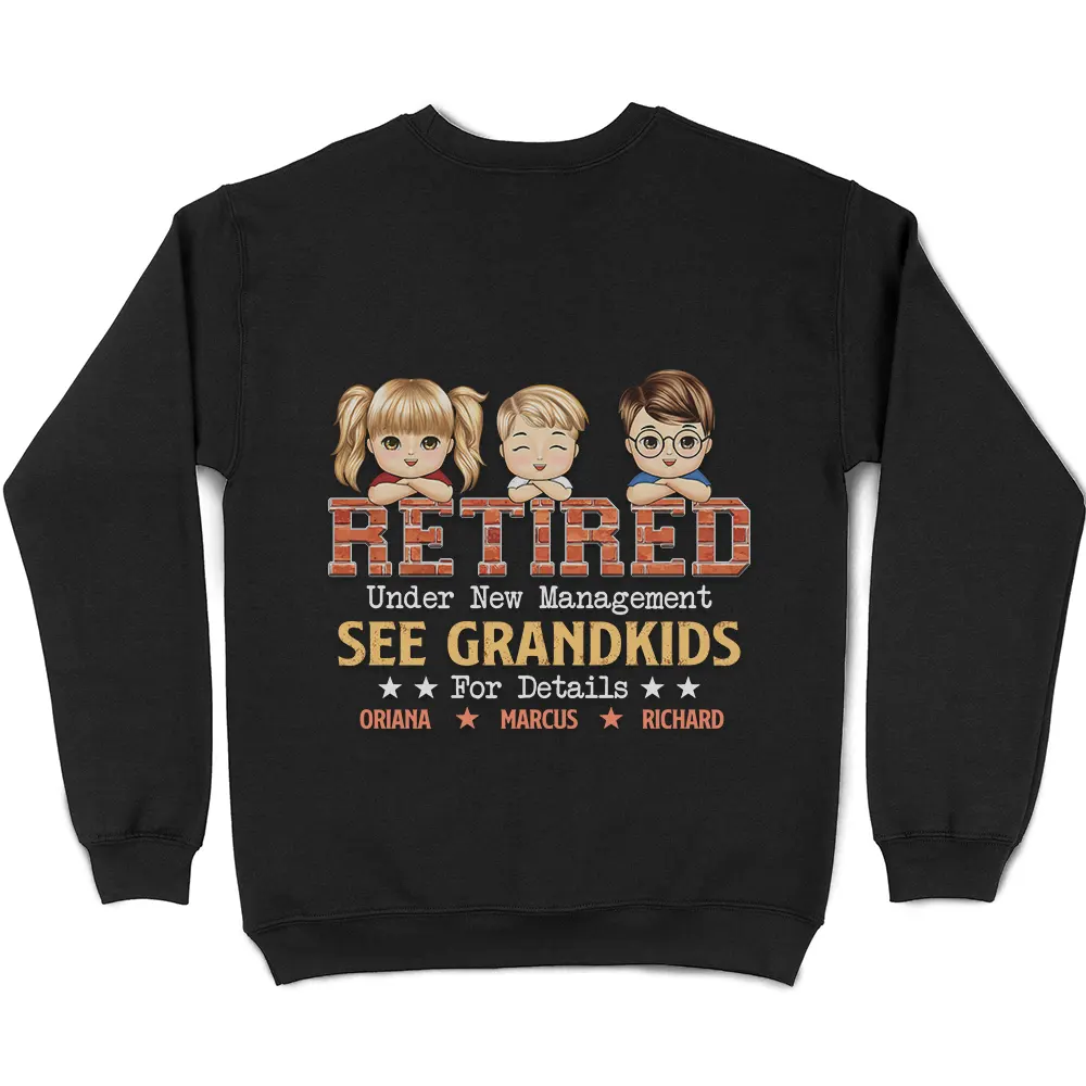 Retired Under New Management See Grandkids Chibi - Personalized T Shirt - Image 5