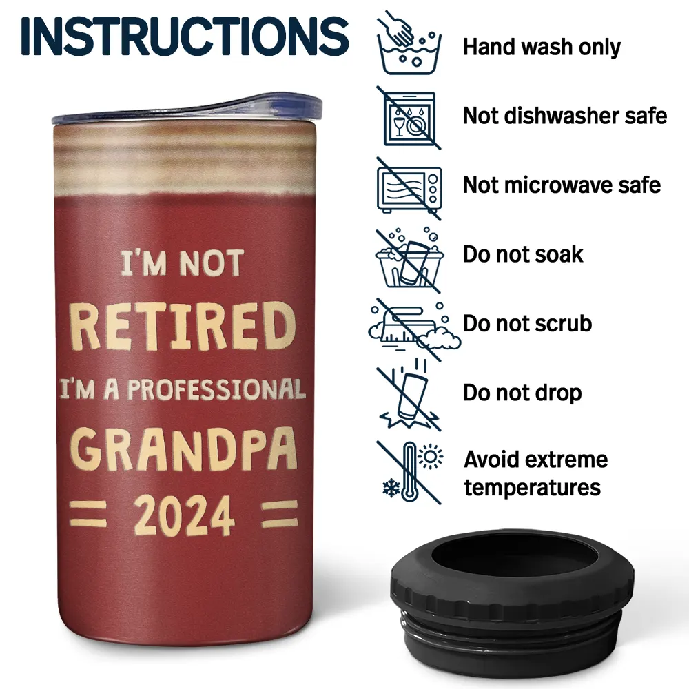 Retired Work For My Grandkids - Personalized 4 In 1 Can Cooler Tumbler - Image 5