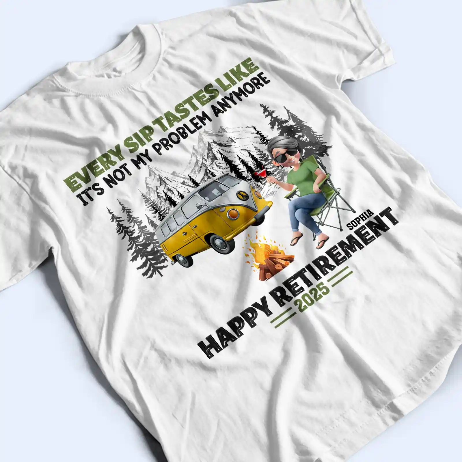 Retirement Camping Every Sip Taste Like - Personalized T Shirt - Image 3