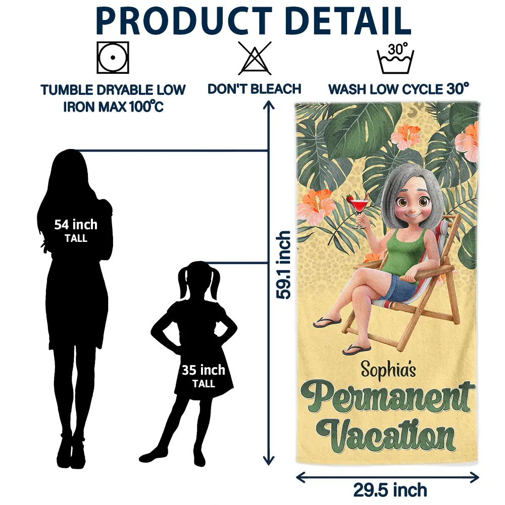 Retirement Plan Permanent Vacation - Personalized Beach Towel - Image 6