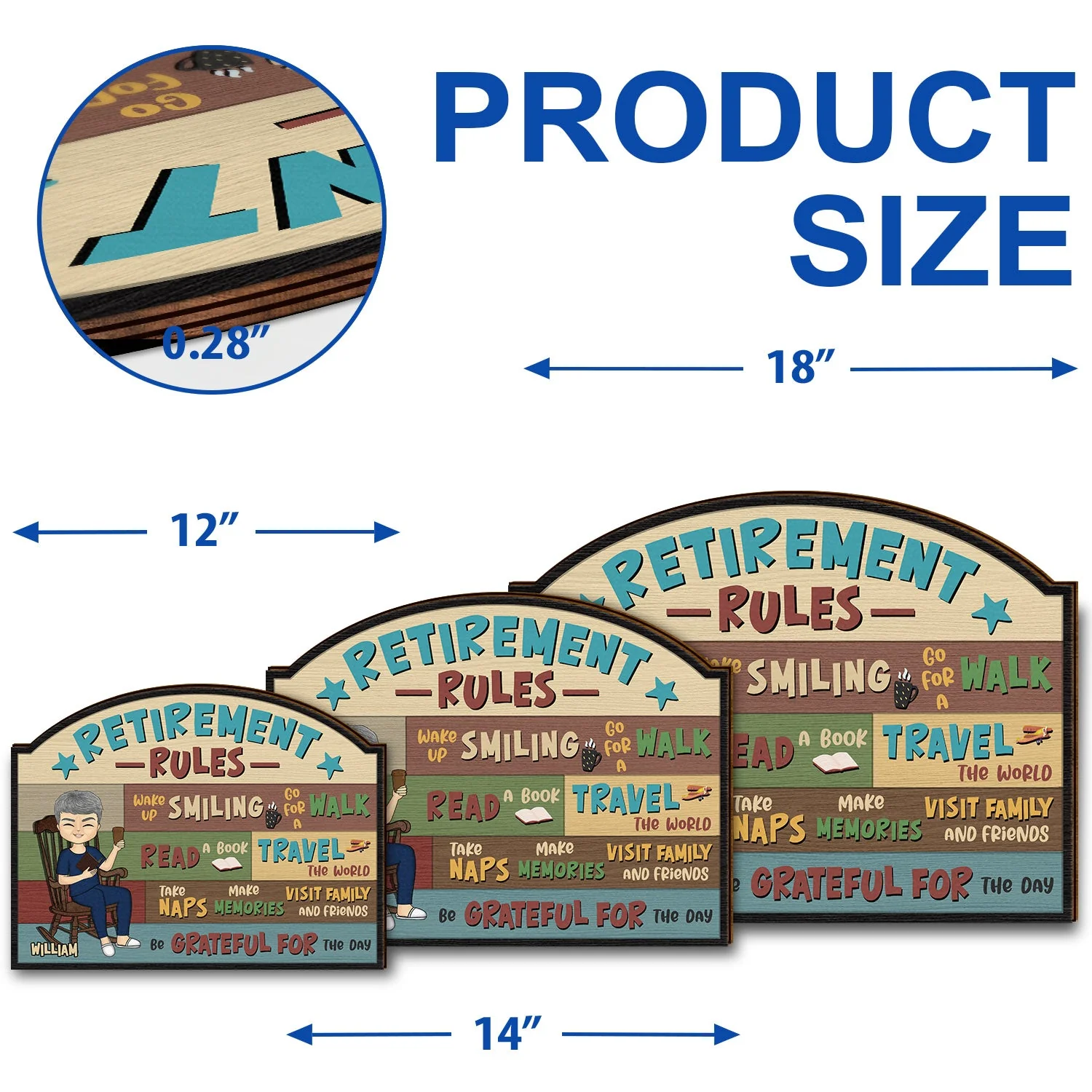 Retirement Rules - Gift For Father Mother Grandparents - Personalized Custom Shaped Wood Sign - Image 5