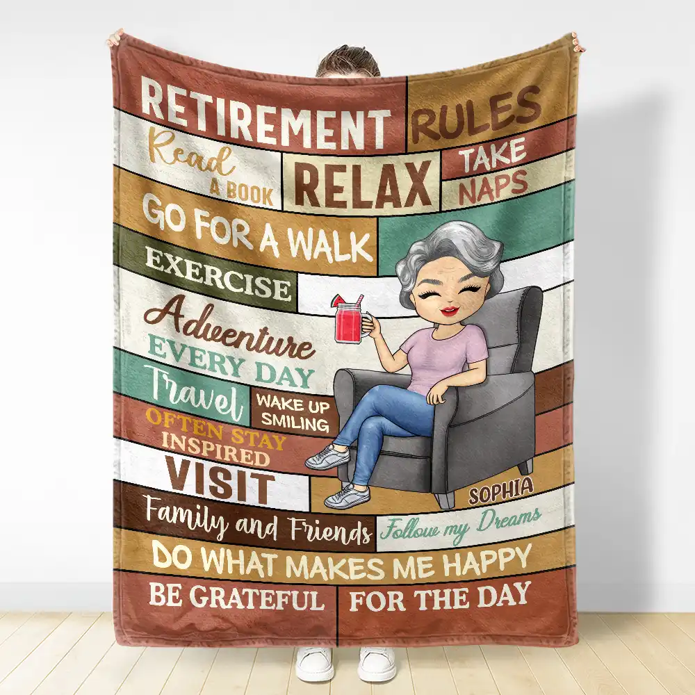 Retirement Rules - Personalized Fleece Blanket, Sherpa Blanket - Image 3
