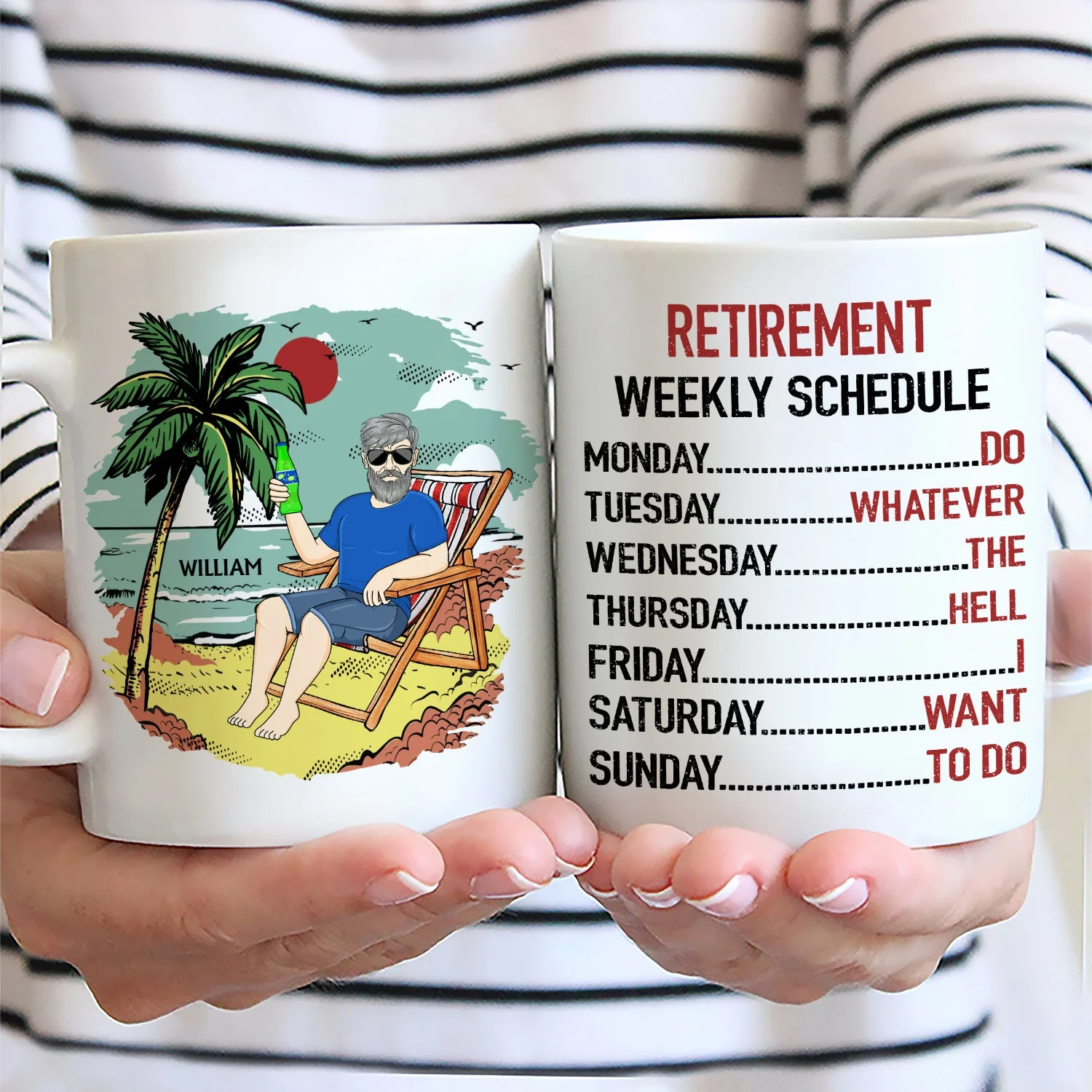 Retirement Weekly Schedule - Personalized Mug - Image 2