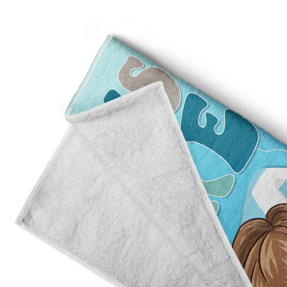 Retro Cousin Crew Chibi Sister Brother - Personalized Beach Towel - Image 4