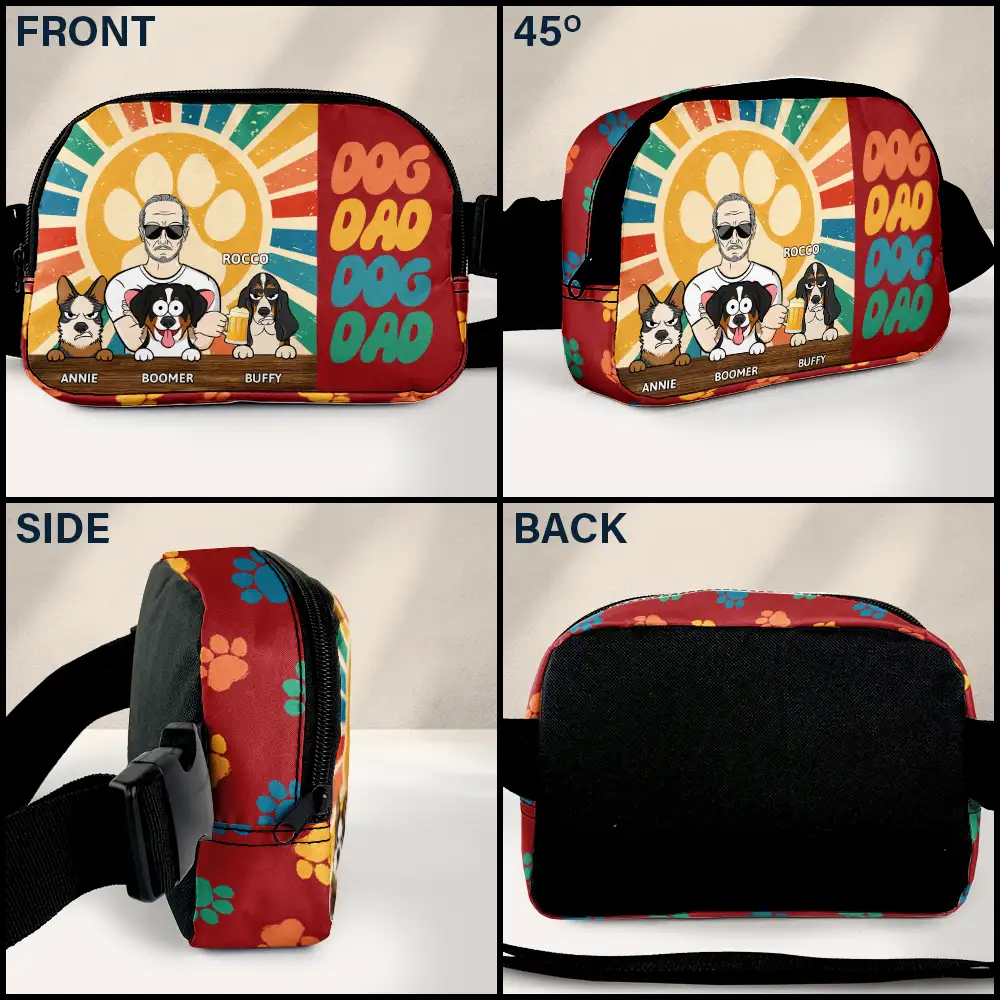 Retro Dog Dad - Personalized Crossbody Belt Bag - Image 3