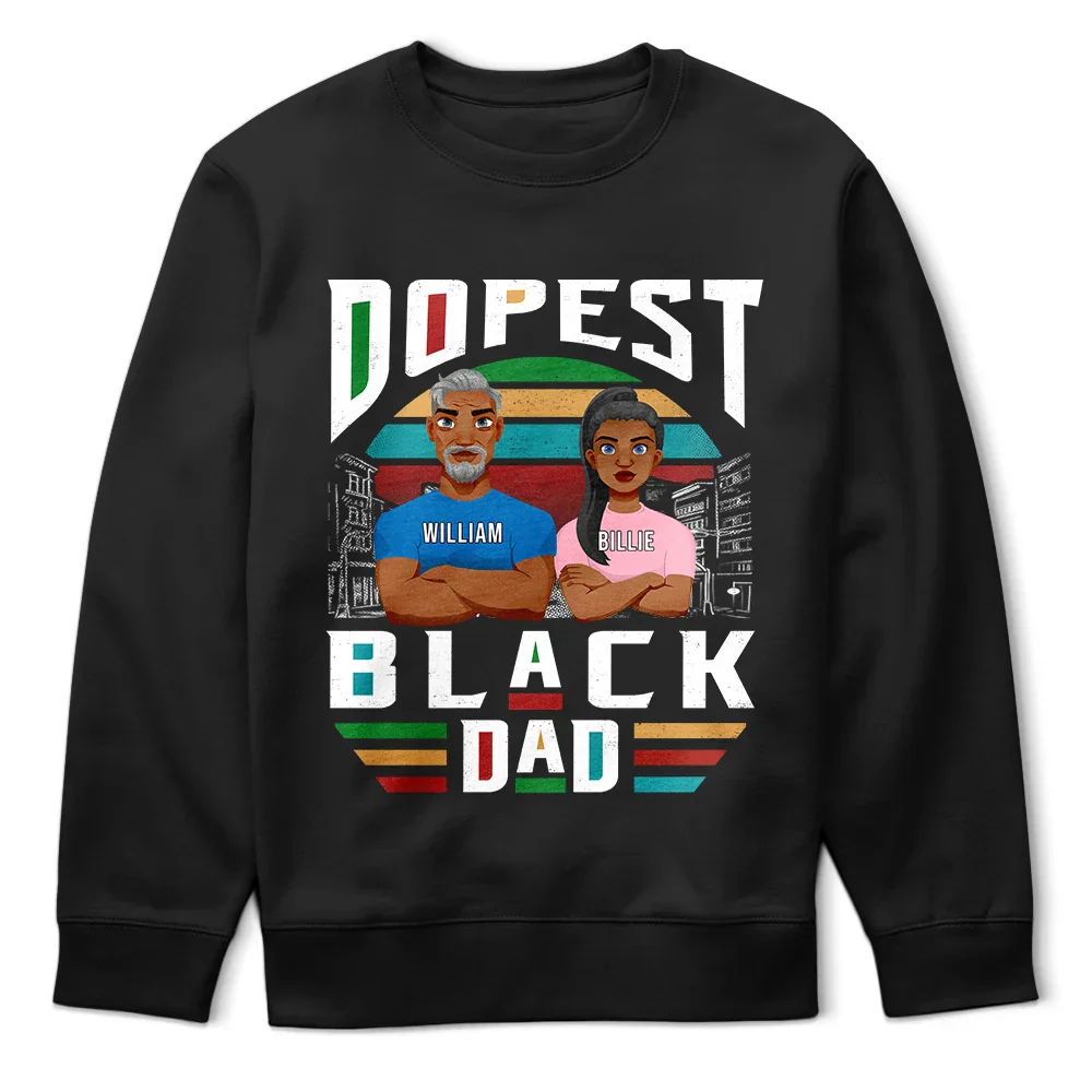 Retro Dopest Black Dad - Personalized T Shirt - Image 5