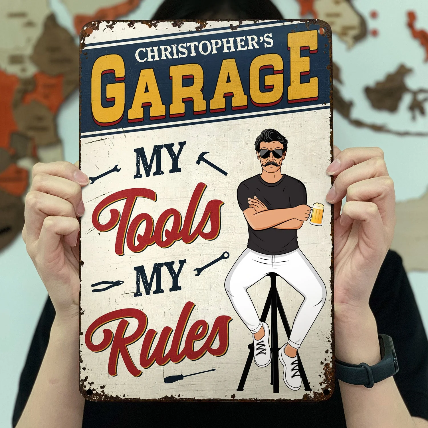 Retro Garage Fix Anything Except Stupid - Garage Home Decor - Personalized Custom Classic Metal Signs - Image 3