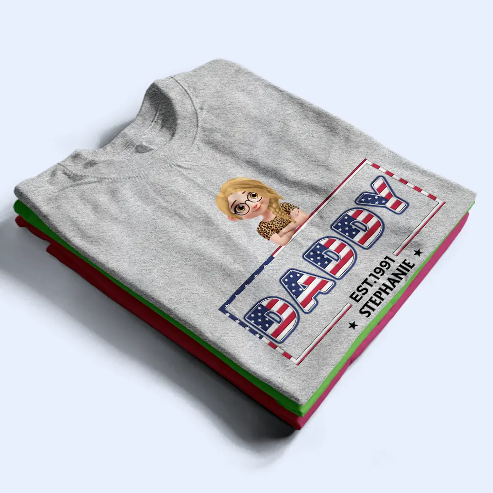 Retro Style America Dad Grandpa 3D Effect - Personalized T Shirt - Image 2