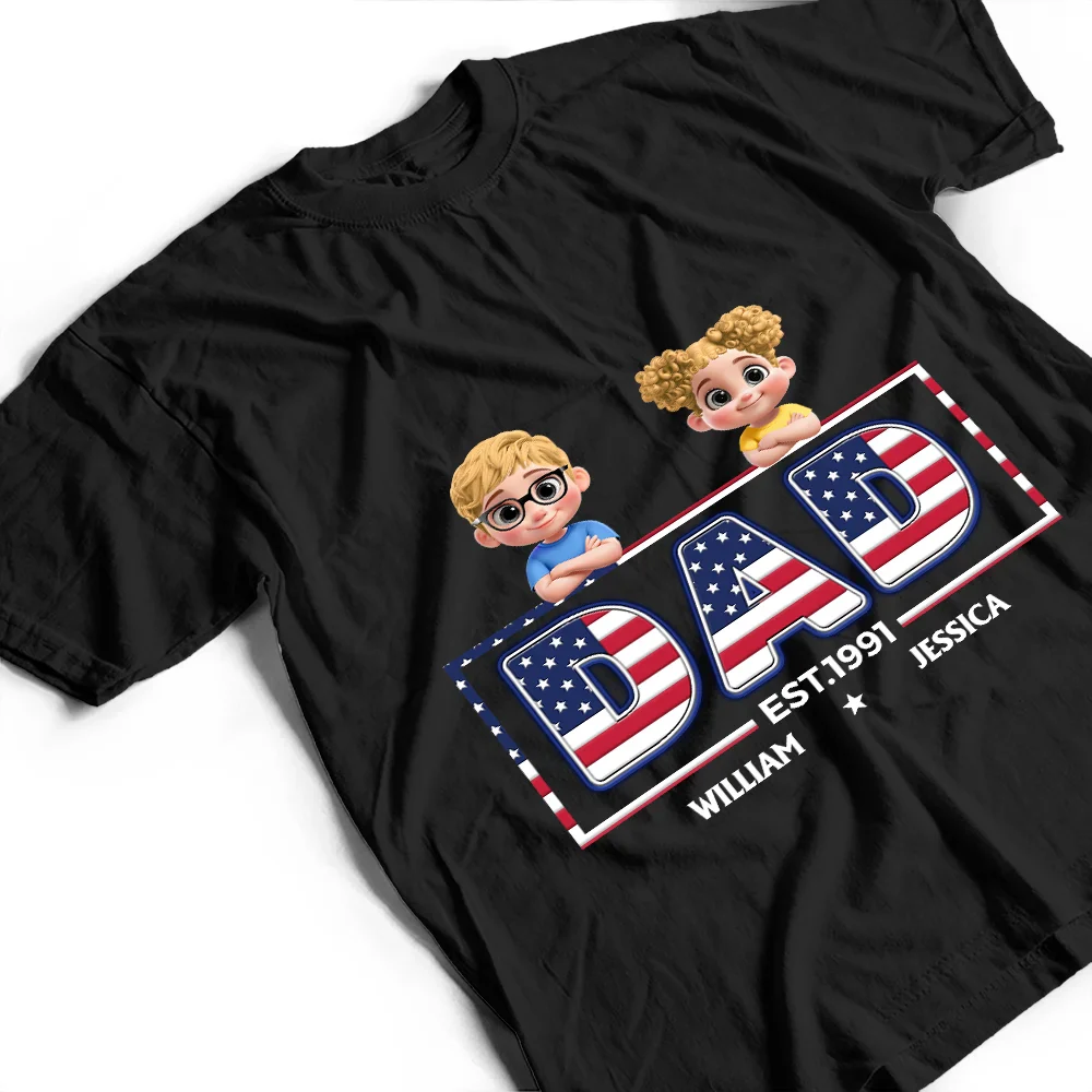 Retro Style America Dad Grandpa 3D Effect - Personalized T Shirt - Image 3