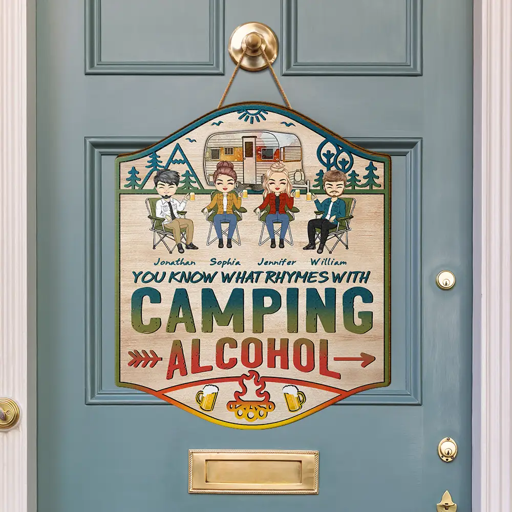 Rhymes With Camping - Personalized Custom Shaped Wood Sign - Image 3