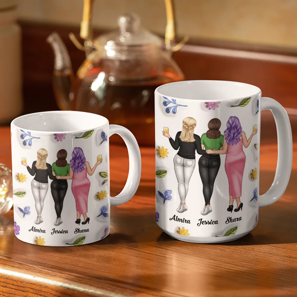 Right In The Kidney Besties Sisters - 3D Inflated Effect Printed Mug, Personalized White Edge-to-Edge Mug - Image 3