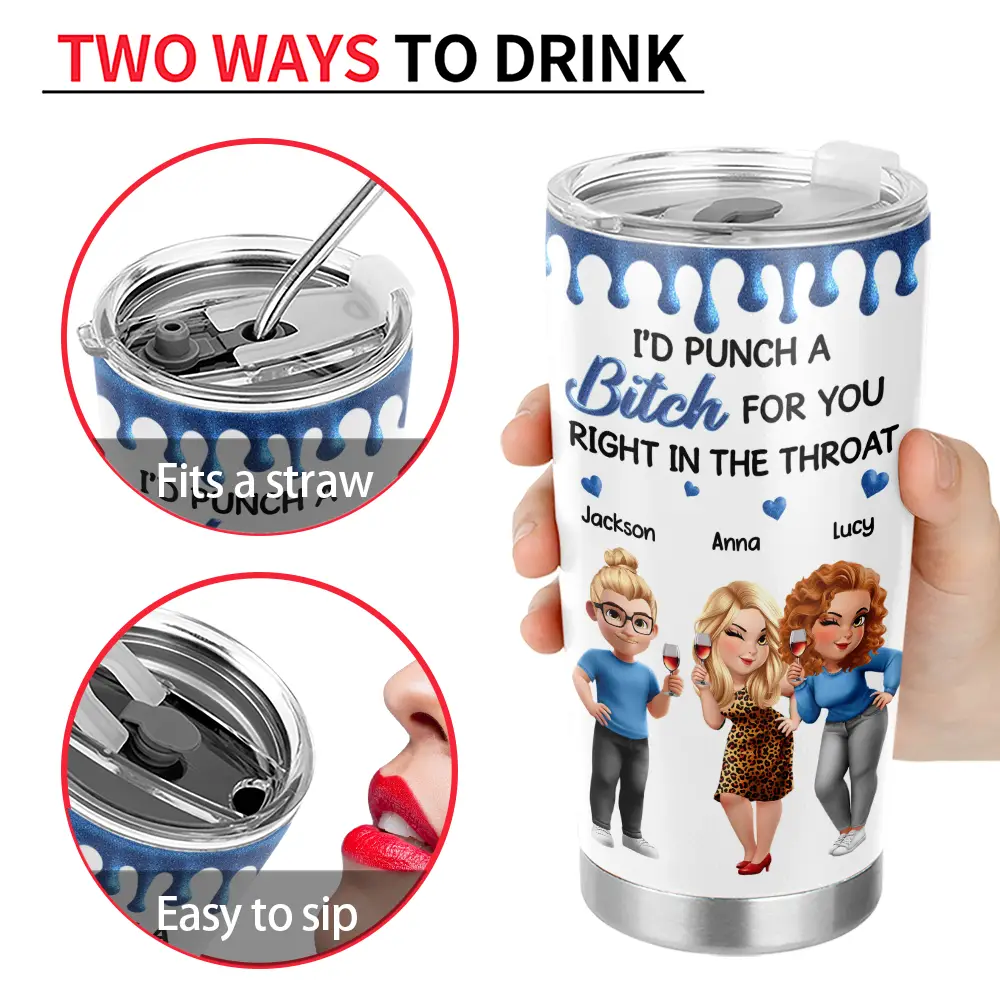 Right In The Throat 3D Bestie - Personalized Tumbler - Image 4