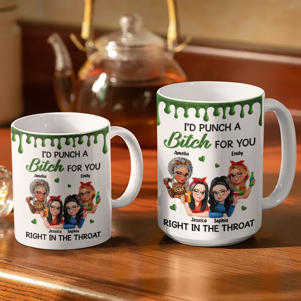 Right In The Throat 3D Bestie - Personalized White Edge-to-Edge Mug - Image 3