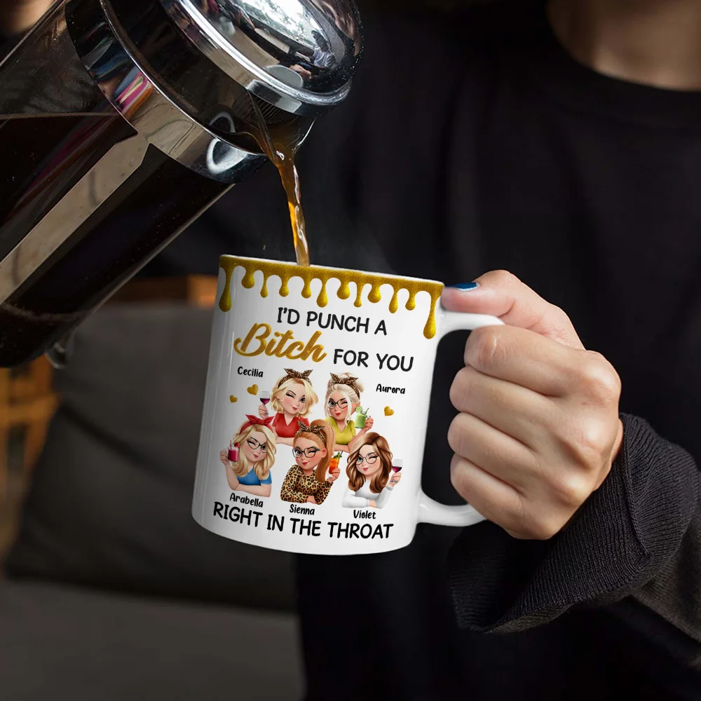 Right In The Throat 3D Bestie - Personalized White Edge-to-Edge Mug - Image 4