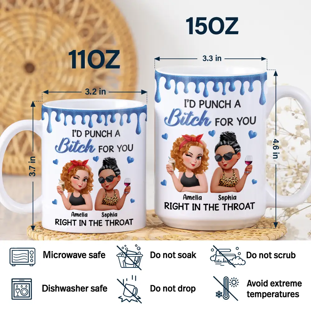 Right In The Throat 3D Bestie - Personalized White Edge-to-Edge Mug - Image 5