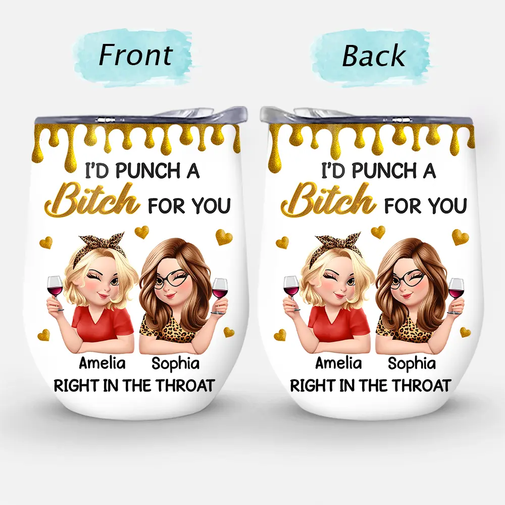 Right In The Throat 3D Bestie - Personalized Wine Tumbler - Image 4