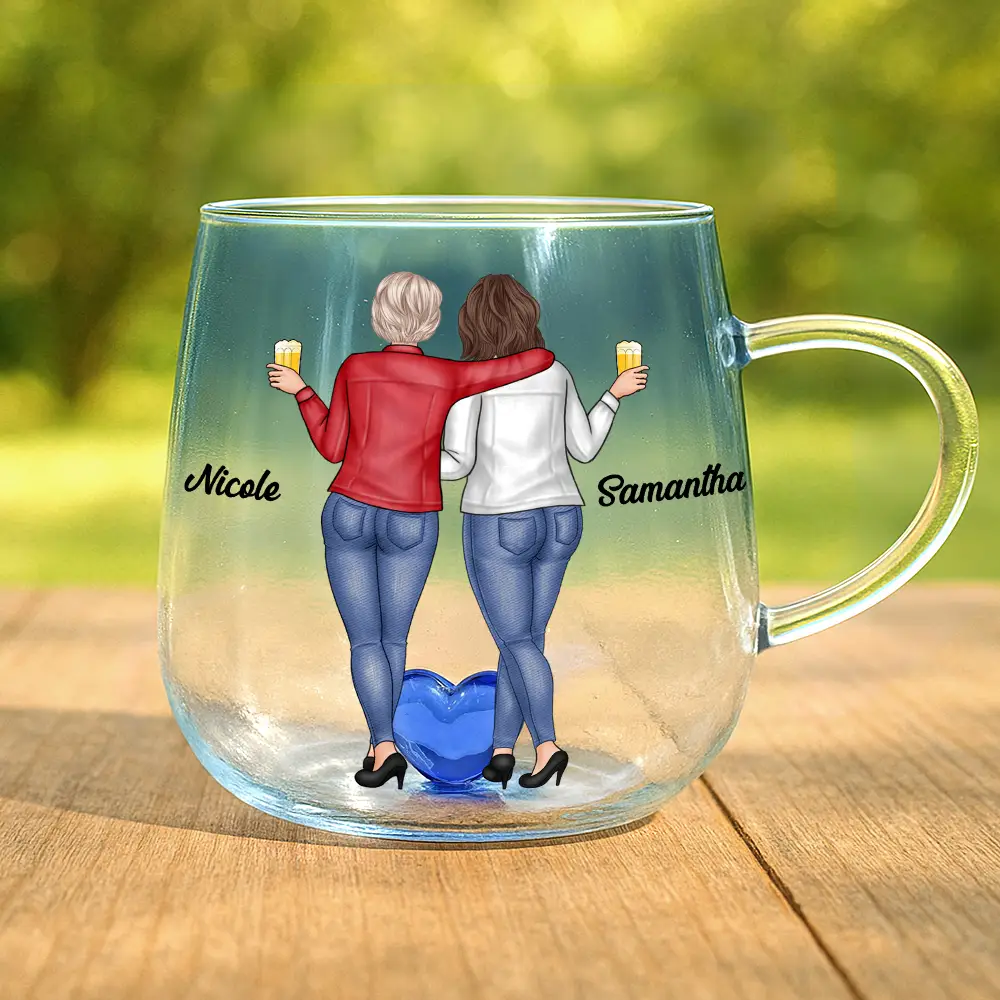 Right In The Throat Backside Bestie - Personalized Gradient Glass Mug - Image 2