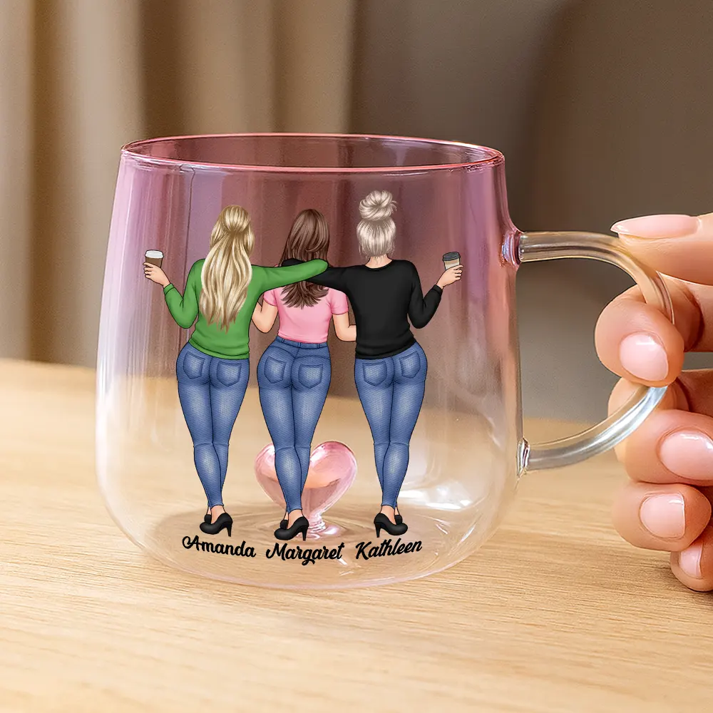 Right In The Throat Backside Bestie - Personalized Gradient Glass Mug - Image 3