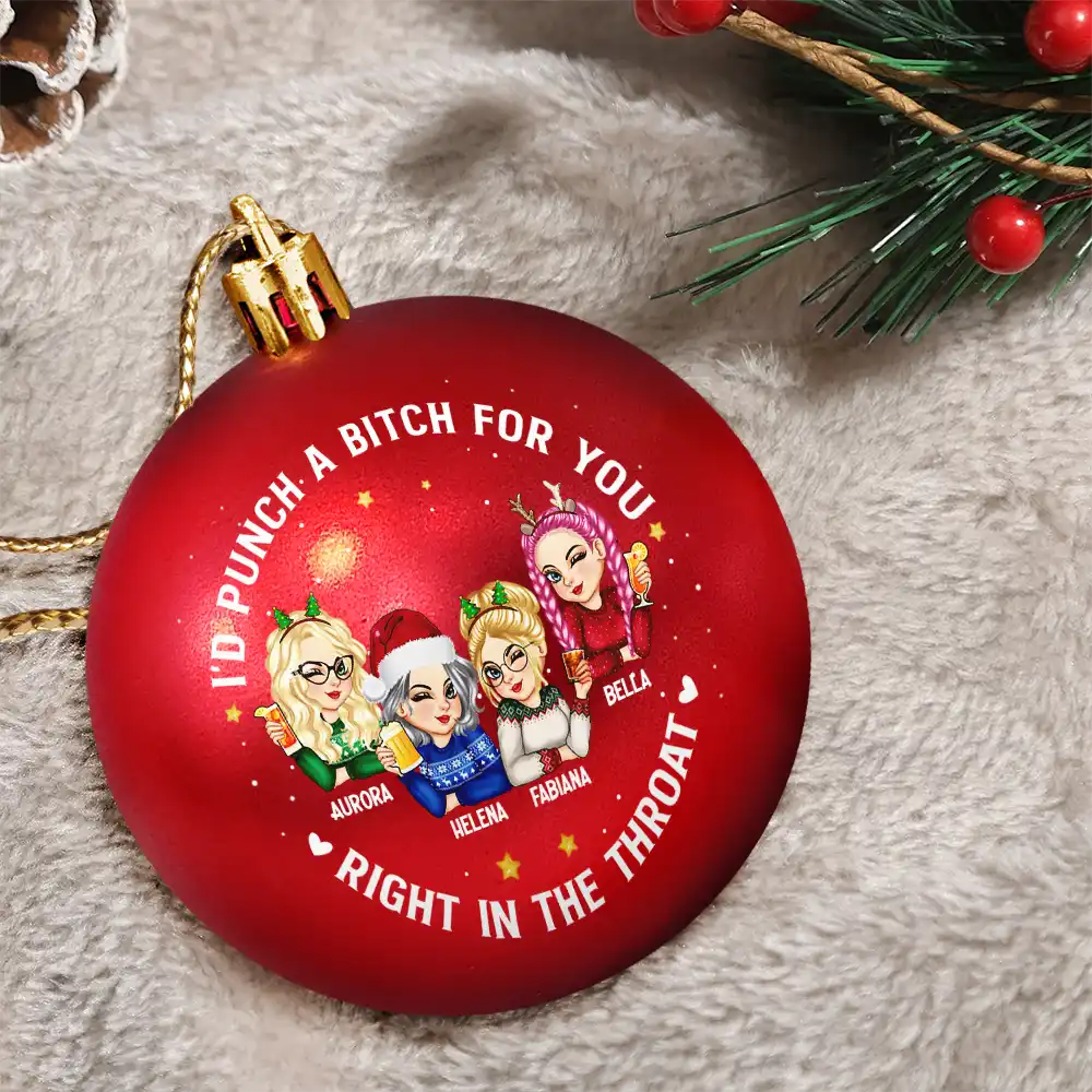 Right In The Throat Besties - Personalized Ball Ornament - Image 3