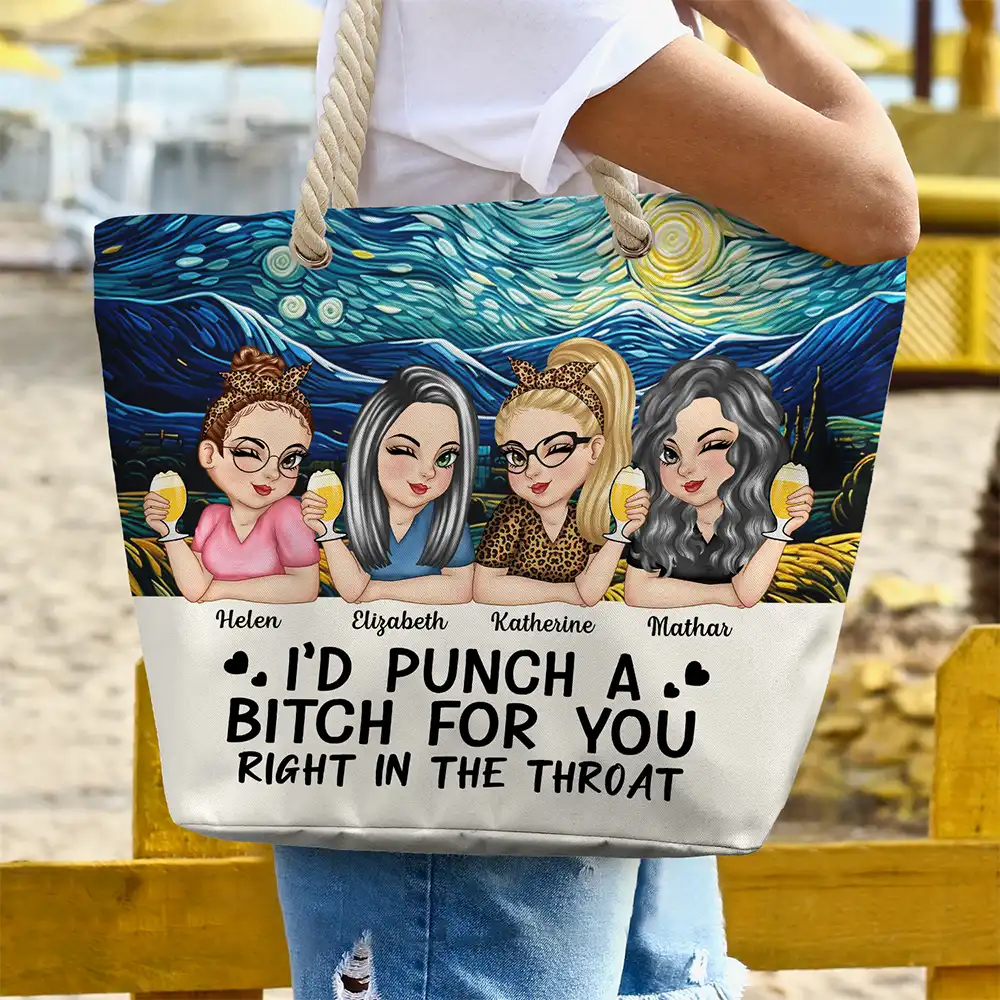Right In The Throat Besties - Personalized Beach Bag - Image 3
