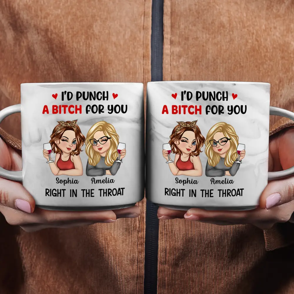 Right In The Throat Besties - Personalized Marble Mug - Image 2