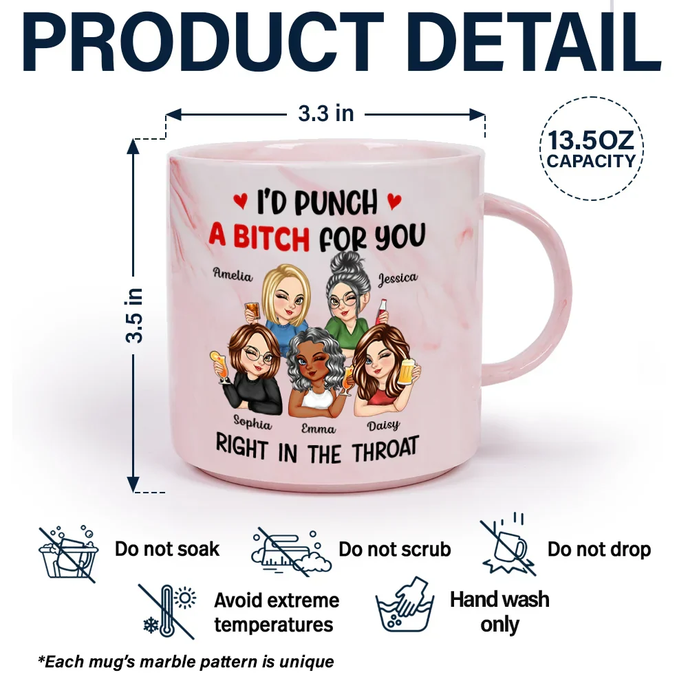 Right In The Throat Besties - Personalized Marble Mug - Image 5