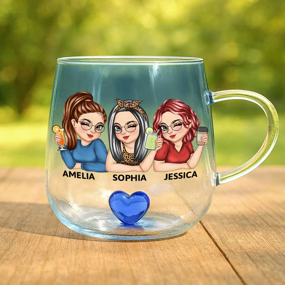 Right In The Throat Besties Sisters - Personalized Gradient Glass Mug - Image 2