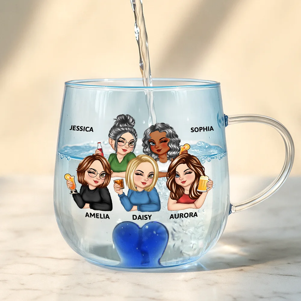 Right In The Throat Besties Sisters - Personalized Gradient Glass Mug - Image 4