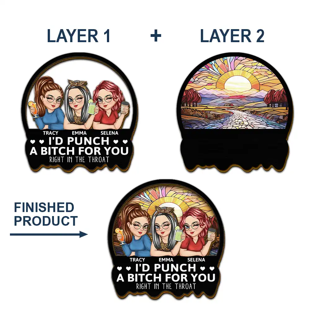 Right In The Throat Sisters Besties - Personalized Custom Shaped Car Visor Clip - Image 5