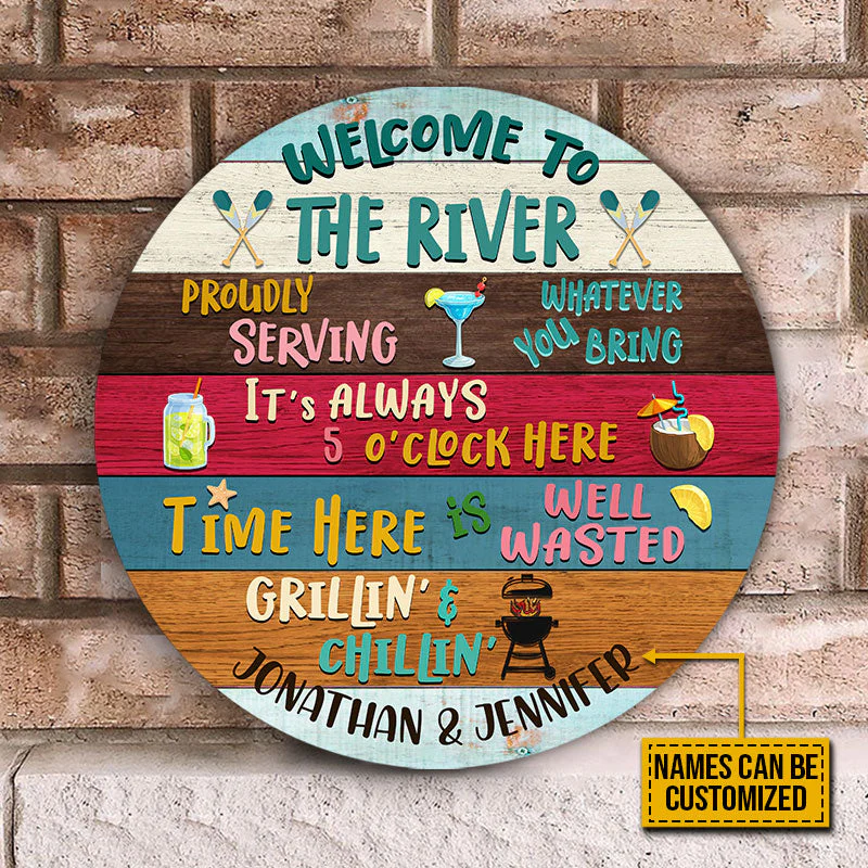 River House Welcome Proudly Custom Wood Circle Sign - Image 3