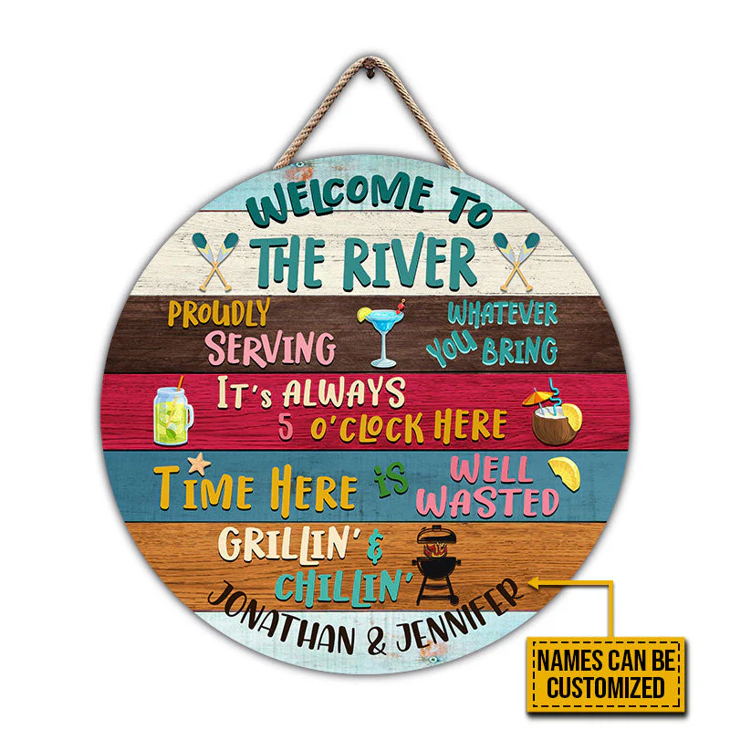 River House Welcome Proudly Custom Wood Circle Sign - Image 4