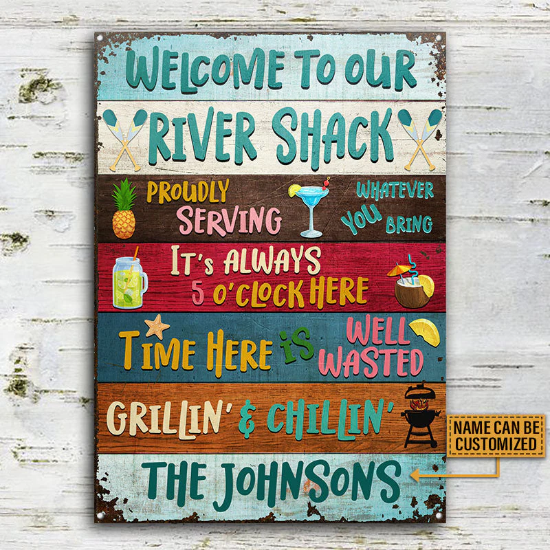 River Shack Welcome Proudly Serving Custom Classic Metal Signs, Fun Sign For The River Home - Image 3
