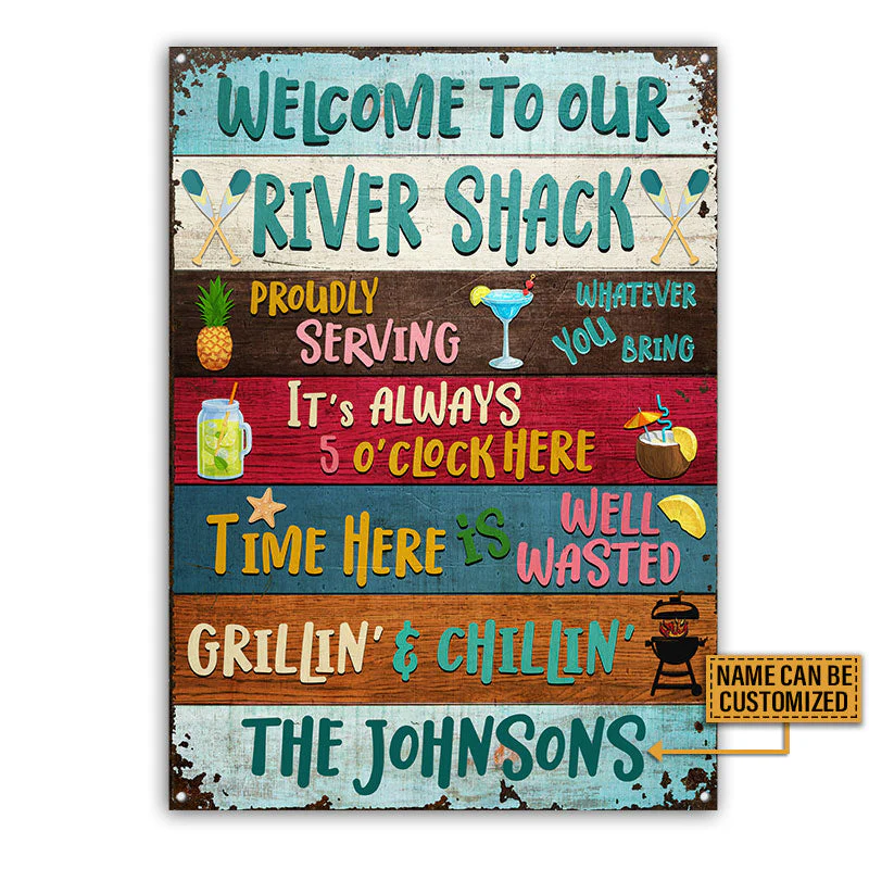River Shack Welcome Proudly Serving Custom Classic Metal Signs, Fun Sign For The River Home - Image 4