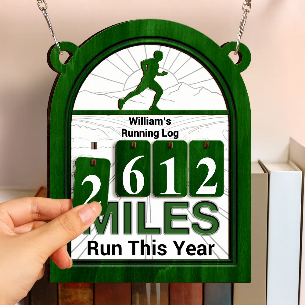 Running Log Tracker Miles Run This Year - Personalized Hanging Tracker Sign - Image 3