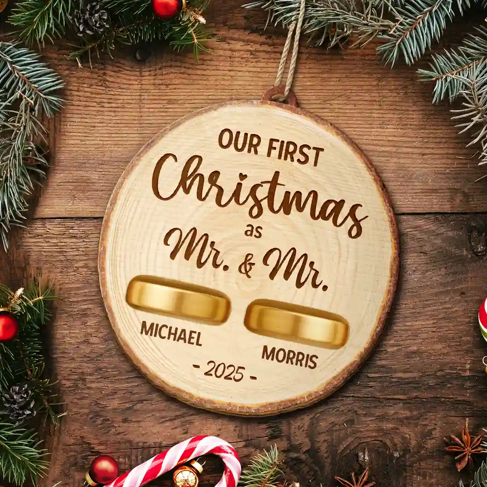 Rustic Keepsake For Our First Season Of Forever - Personalized Custom Shaped Wooden Ornament - Image 5