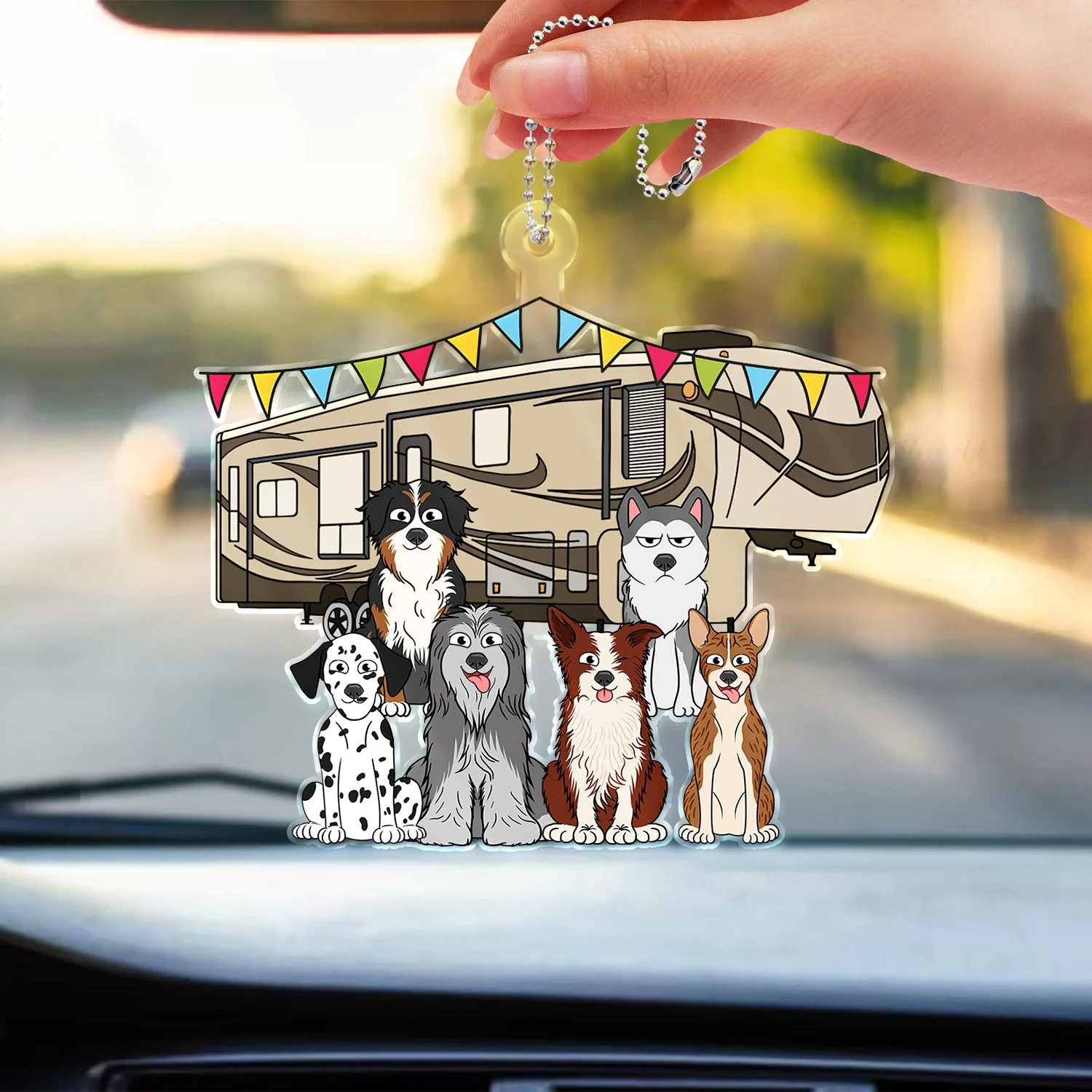 RV & Dog - Gift For The One Loved Camping With Dog - Personalized Acrylic Car Hanger - Image 3