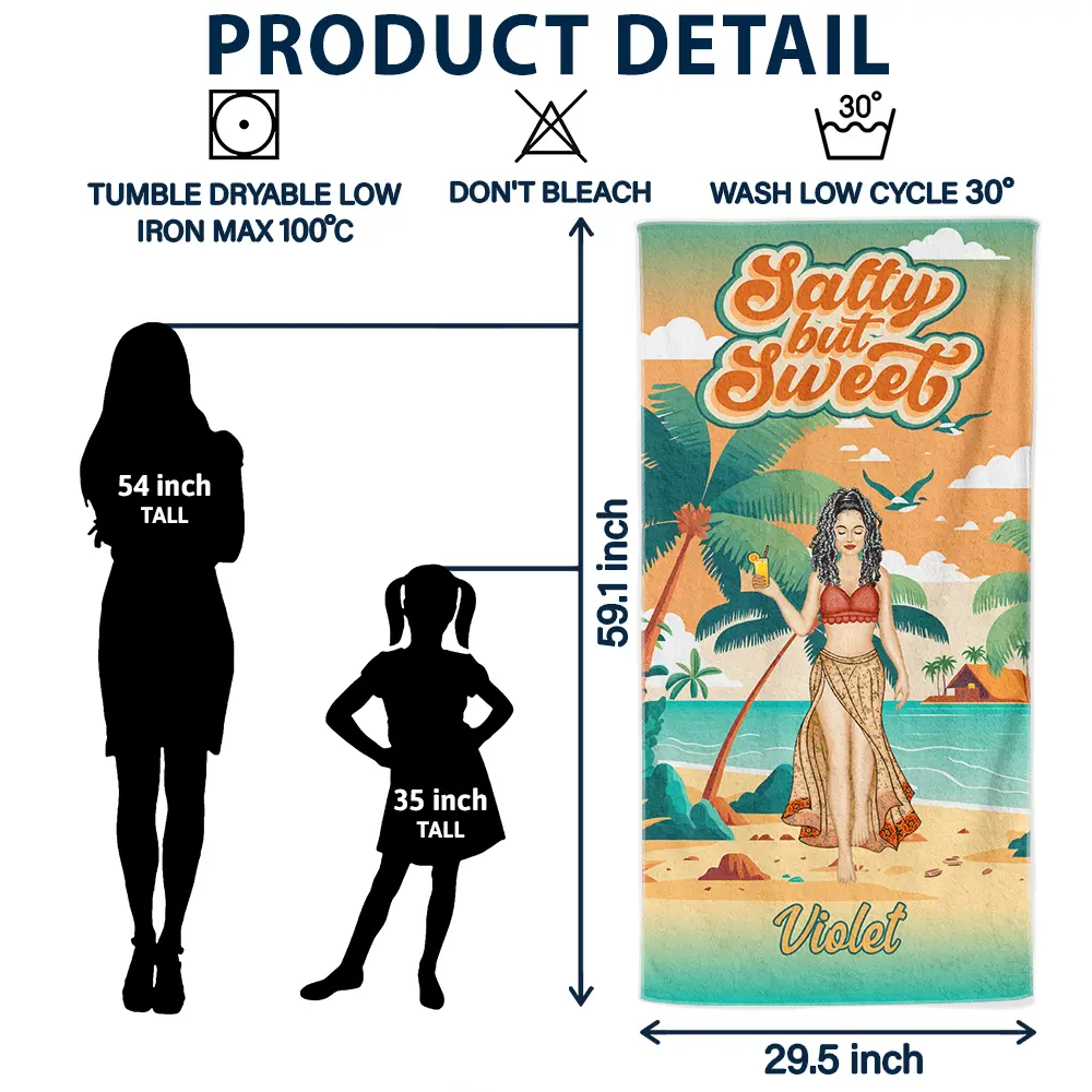 Salty But Sweet - Personalized Beach Towel - Image 6